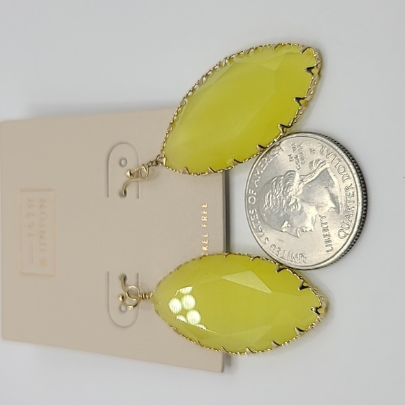Gold tone dangle earrings with faux yellow stone by 14th and union - Picture 8 of 8